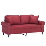 vidaXL Canapea cu 2 locuri cu pernuțe, roșu vin 140 cm piele ecologică vidaXL Canapea cu 2 locuri cu pernuțe, roșu vin 140 cm piele ecologică