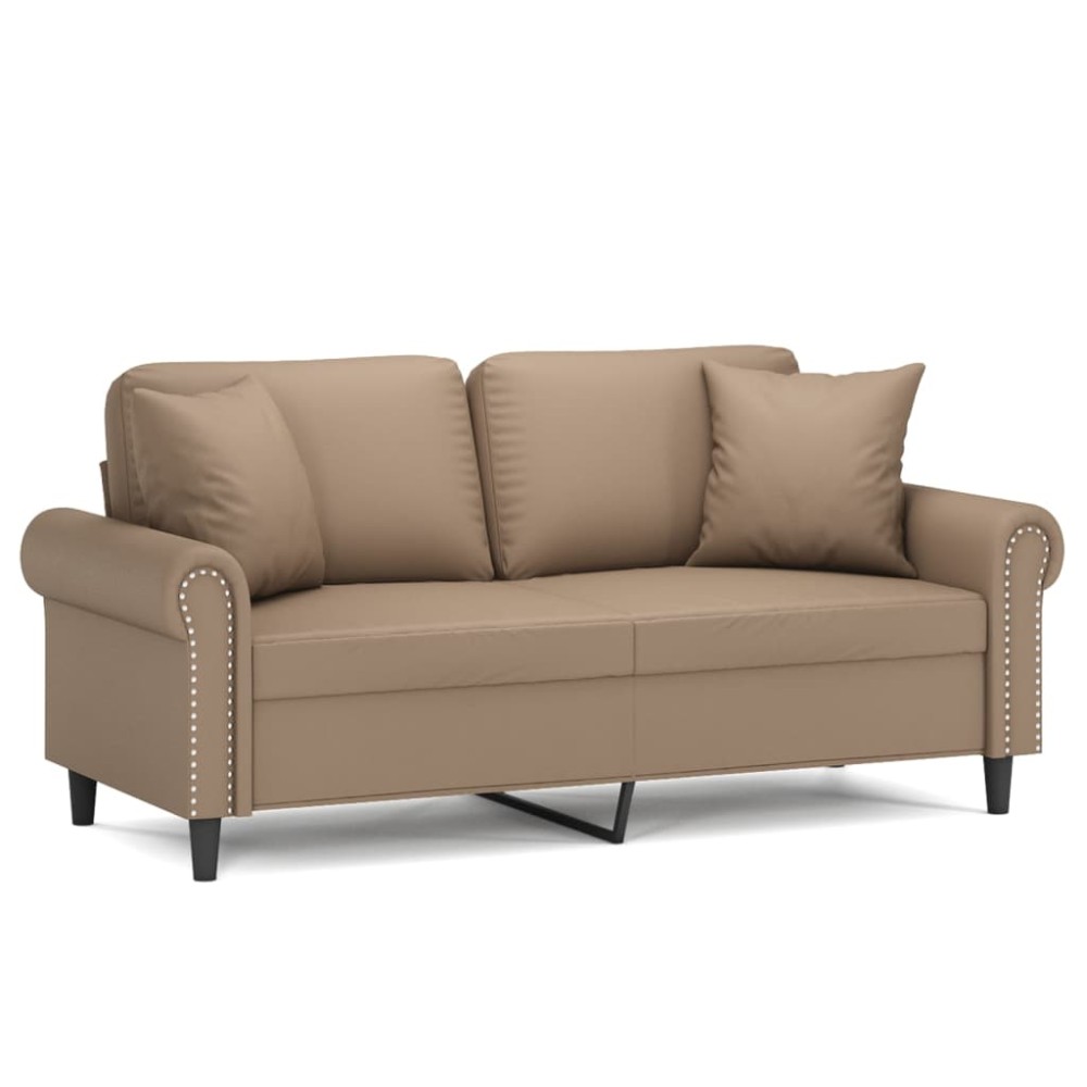 vidaXL Canapea cu 2 locuri cu pernuțe, cappuccino, 140 cm, piele eco.