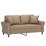 vidaXL Canapea cu 2 locuri cu pernuțe, cappuccino, 140 cm, piele eco.