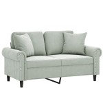 vidaXL Canapea cu 2 locuri cu pernuțe, gri deschis, 120 cm, catifea vidaXL Canapea cu 2 locuri cu pernuțe, gri deschis, 120 cm, catifea