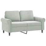 vidaXL Canapea cu 2 locuri cu pernuțe, gri deschis, 120 cm, catifea vidaXL Canapea cu 2 locuri cu pernuțe, gri deschis, 120 cm, catifea