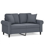 vidaXL Canapea cu 2 locuri cu pernuțe, gri închis, 120 cm, catifea vidaXL Canapea cu 2 locuri cu pernuțe, gri închis, 120 cm, catifea