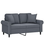 vidaXL Canapea cu 2 locuri cu pernuțe, gri închis, 120 cm, catifea vidaXL Canapea cu 2 locuri cu pernuțe, gri închis, 120 cm, catifea