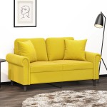 vidaXL Canapea cu 2 locuri cu pernuțe, galben, 120 cm, catifea vidaXL Canapea cu 2 locuri cu pernuțe, galben, 120 cm, catifea