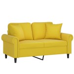 vidaXL Canapea cu 2 locuri cu pernuțe, galben, 120 cm, catifea vidaXL Canapea cu 2 locuri cu pernuțe, galben, 120 cm, catifea