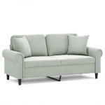 vidaXL Canapea cu 2 locuri cu pernuțe, gri deschis, 140 cm, catifea vidaXL Canapea cu 2 locuri cu pernuțe, gri deschis, 140 cm, catifea