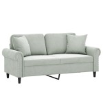 vidaXL Canapea cu 2 locuri cu pernuțe, gri deschis, 140 cm, catifea vidaXL Canapea cu 2 locuri cu pernuțe, gri deschis, 140 cm, catifea