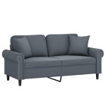 vidaXL Canapea cu 2 locuri cu pernuțe, gri închis, 140 cm, catifea vidaXL Canapea cu 2 locuri cu pernuțe, gri închis, 140 cm, catifea