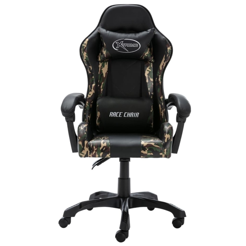 vidaXL Scaun de jocuri, negru și camuflaj, piele ecologică