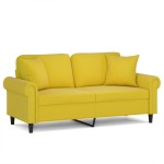 vidaXL Canapea cu 2 locuri cu pernuțe, galben, 140 cm, catifea vidaXL Canapea cu 2 locuri cu pernuțe, galben, 140 cm, catifea