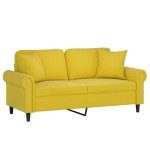 vidaXL Canapea cu 2 locuri cu pernuțe, galben, 140 cm, catifea vidaXL Canapea cu 2 locuri cu pernuțe, galben, 140 cm, catifea