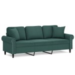 vidaXL Canapea cu 3 locuri cu pernuțe, verde închis, 180 cm, catifea vidaXL Canapea cu 3 locuri cu pernuțe, verde închis, 180 cm, catifea