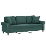 vidaXL Canapea cu 3 locuri cu pernuțe, verde închis, 180 cm, catifea vidaXL Canapea cu 3 locuri cu pernuțe, verde închis, 180 cm, catifea