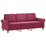 vidaXL Canapea cu 3 locuri cu pernuțe, roșu vin, 180 cm, catifea vidaXL Canapea cu 3 locuri cu pernuțe, roșu vin, 180 cm, catifea
