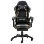 vidaXL Scaun de jocuri cu taburet, negru și camuflaj, piele ecologică vidaXL Scaun de jocuri cu taburet, negru și camuflaj, piele ecologică