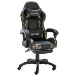 vidaXL Scaun de jocuri cu taburet, negru și camuflaj, piele ecologică vidaXL Scaun de jocuri cu taburet, negru și camuflaj, piele ecologică