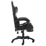vidaXL Scaun de jocuri cu taburet, negru și camuflaj, piele ecologică vidaXL Scaun de jocuri cu taburet, negru și camuflaj, piele ecologică