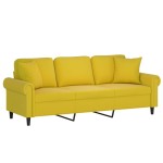 vidaXL Canapea cu 3 locuri cu pernuțe, galben, 180 cm, catifea vidaXL Canapea cu 3 locuri cu pernuțe, galben, 180 cm, catifea