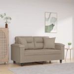 vidaXL Canapea cu 2 locuri, cu perne, gri taupe, 120 cm, microfibră vidaXL Canapea cu 2 locuri, cu perne, gri taupe, 120 cm, microfibră