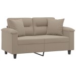 vidaXL Canapea cu 2 locuri, cu perne, gri taupe, 120 cm, microfibră vidaXL Canapea cu 2 locuri, cu perne, gri taupe, 120 cm, microfibră
