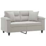 vidaXL Canapea cu 2 locuri, cu perne, gri, 120 cm, microfibră