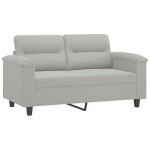 vidaXL Canapea cu 2 locuri, cu perne, gri, 120 cm, microfibră