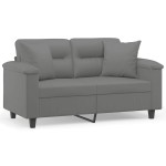 vidaXL Canapea cu 2 locuri, cu perne, gri, 120 cm, microfibră vidaXL Canapea cu 2 locuri, cu perne, gri, 120 cm, microfibră