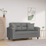 vidaXL Canapea cu 2 locuri, cu perne, gri, 120 cm, microfibră vidaXL Canapea cu 2 locuri, cu perne, gri, 120 cm, microfibră