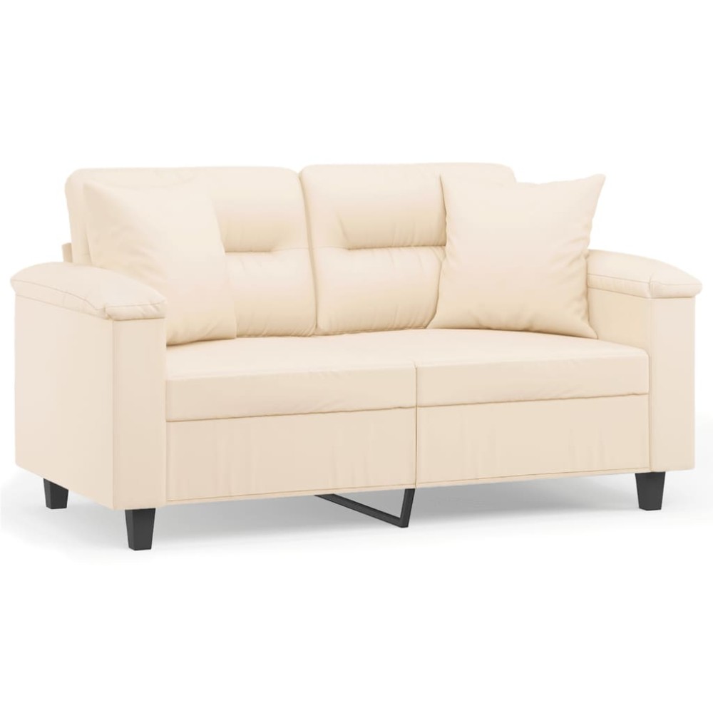 vidaXL Canapea cu 2 locuri, cu perne, bej, 120 cm, microfibră