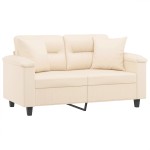 vidaXL Canapea cu 2 locuri, cu perne, bej, 120 cm, microfibră