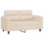 vidaXL Canapea cu 2 locuri, cu perne, bej, 120 cm, microfibră