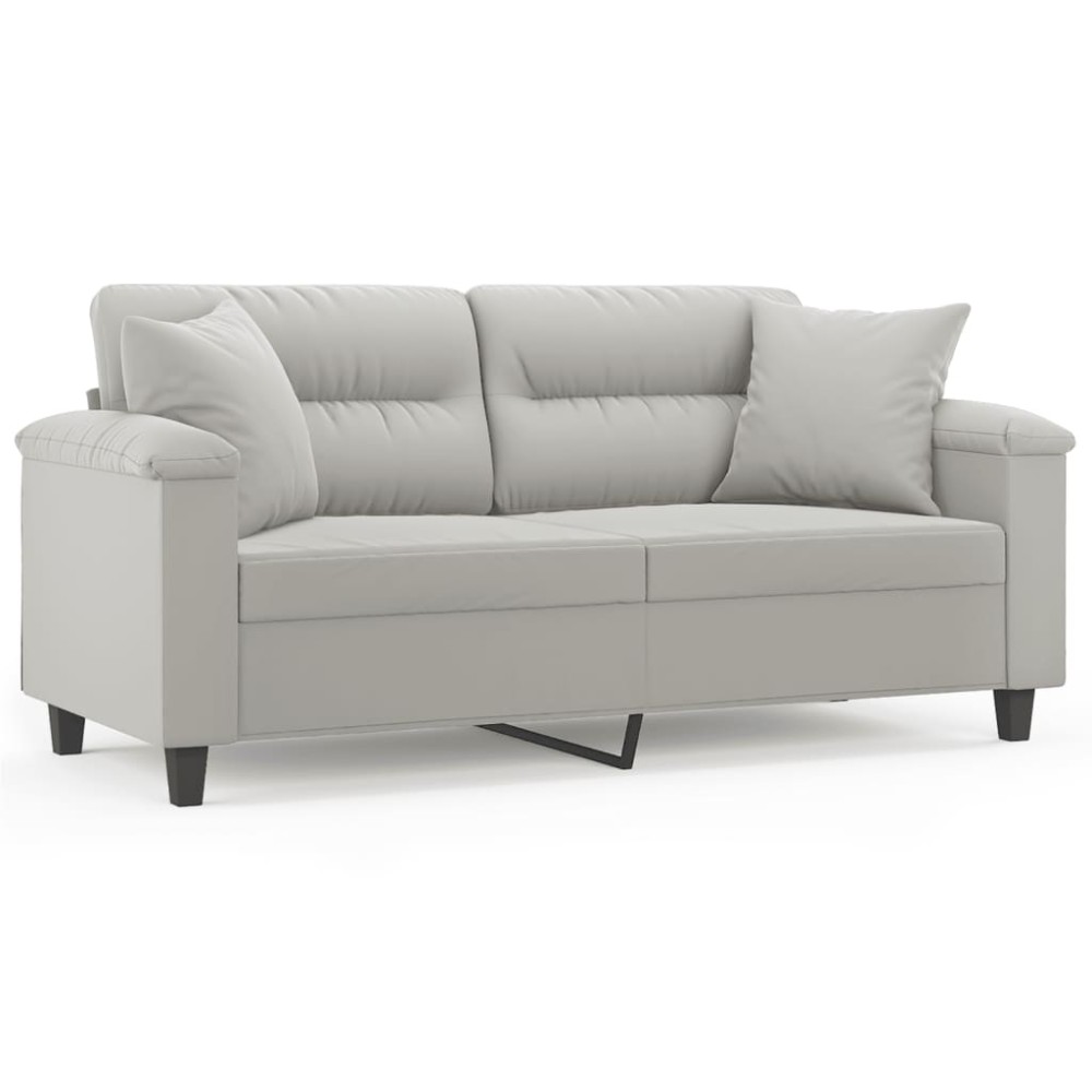 vidaXL Canapea cu 2 locuri, cu perne, gri deschis, 140 cm, microfibră