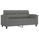 vidaXL Canapea cu 2 locuri, cu perne, gri, 140 cm, microfibră vidaXL Canapea cu 2 locuri, cu perne, gri, 140 cm, microfibră
