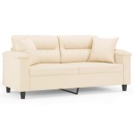 vidaXL Canapea cu 2 locuri, cu perne, bej, 140 cm, microfibră