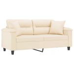 vidaXL Canapea cu 2 locuri, cu perne, bej, 140 cm, microfibră
