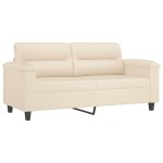 vidaXL Canapea cu 2 locuri, cu perne, bej, 140 cm, microfibră