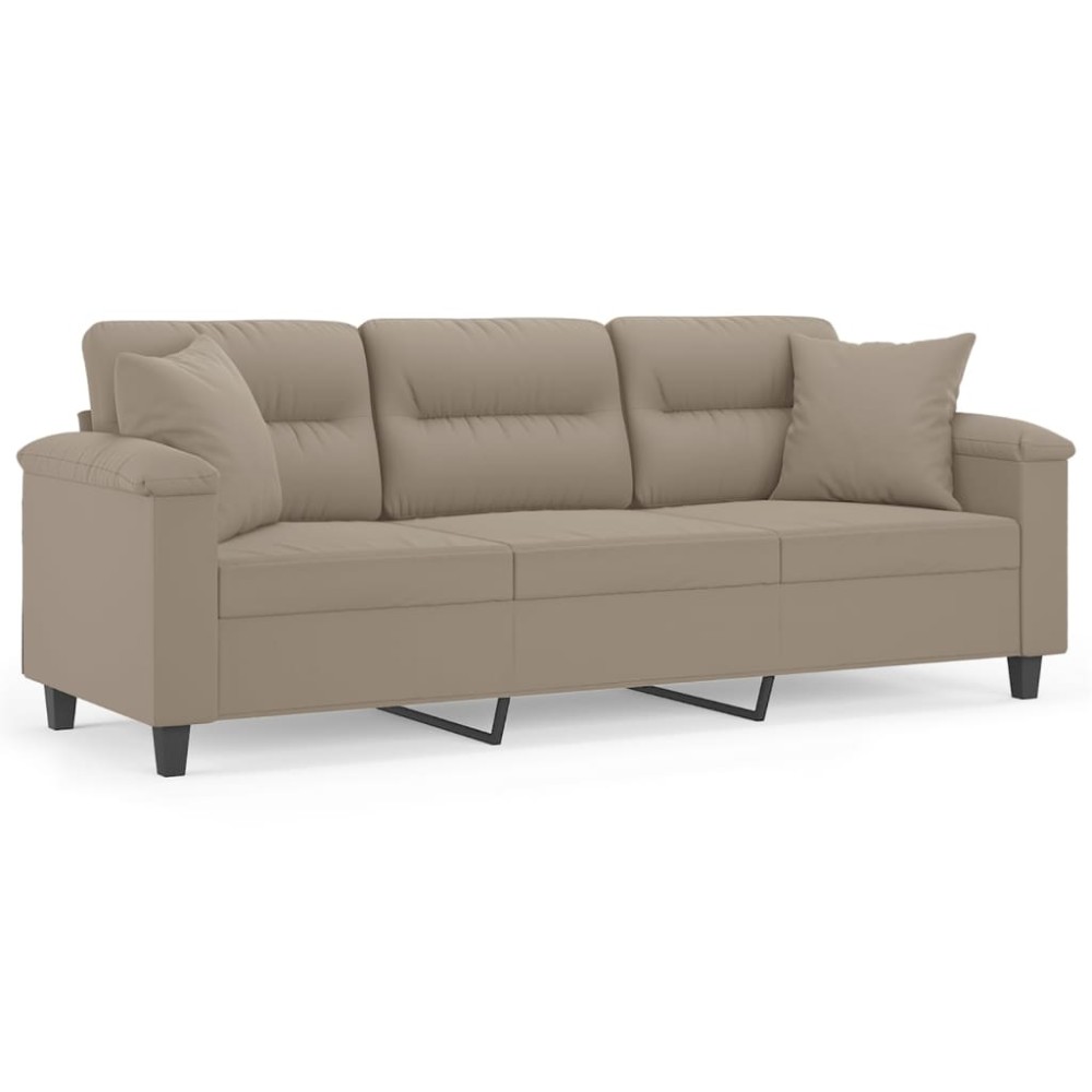vidaXL Canapea cu 3 locuri și perne, gri taupe, 180 cm, microfibră