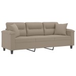 vidaXL Canapea cu 3 locuri și perne, gri taupe, 180 cm, microfibră vidaXL Canapea cu 3 locuri și perne, gri taupe, 180 cm, microfibră