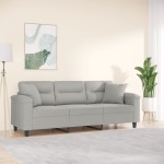 vidaXL Canapea cu 3 locuri și perne, gri deschis, 180 cm, microfibră vidaXL Canapea cu 3 locuri și perne, gri deschis, 180 cm, microfibră