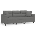 vidaXL Canapea cu 3 locuri și perne, gri închis, 180 cm, microfibră vidaXL Canapea cu 3 locuri și perne, gri închis, 180 cm, microfibră