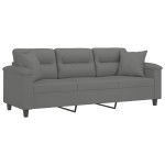 vidaXL Canapea cu 3 locuri și perne, gri închis, 180 cm, microfibră vidaXL Canapea cu 3 locuri și perne, gri închis, 180 cm, microfibră