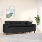 vidaXL Canapea cu 3 locuri și perne, negru, 180 cm, microfibră vidaXL Canapea cu 3 locuri și perne, negru, 180 cm, microfibră
