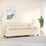 vidaXL Canapea cu 3 locuri și perne, bej, 180 cm, microfibră vidaXL Canapea cu 3 locuri și perne, bej, 180 cm, microfibră