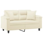 vidaXL Canapea cu 2 locuri cu pernuțe, crem, 120 cm, piele ecologică vidaXL Canapea cu 2 locuri cu pernuțe, crem, 120 cm, piele ecologică