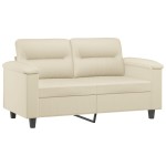 vidaXL Canapea cu 2 locuri cu pernuțe, crem, 120 cm, piele ecologică vidaXL Canapea cu 2 locuri cu pernuțe, crem, 120 cm, piele ecologică