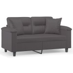 vidaXL Canapea cu 2 locuri cu pernuțe, gri, 120 cm, piele ecologică vidaXL Canapea cu 2 locuri cu pernuțe, gri, 120 cm, piele ecologică