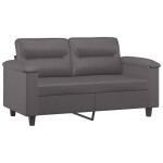 vidaXL Canapea cu 2 locuri cu pernuțe, gri, 120 cm, piele ecologică vidaXL Canapea cu 2 locuri cu pernuțe, gri, 120 cm, piele ecologică