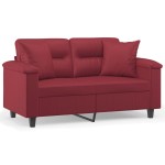 vidaXL Canapea cu 2 locuri cu pernuțe, roșu vin 120 cm piele ecologică vidaXL Canapea cu 2 locuri cu pernuțe, roșu vin 120 cm piele ecologică