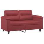 vidaXL Canapea cu 2 locuri cu pernuțe, roșu vin 120 cm piele ecologică vidaXL Canapea cu 2 locuri cu pernuțe, roșu vin 120 cm piele ecologică