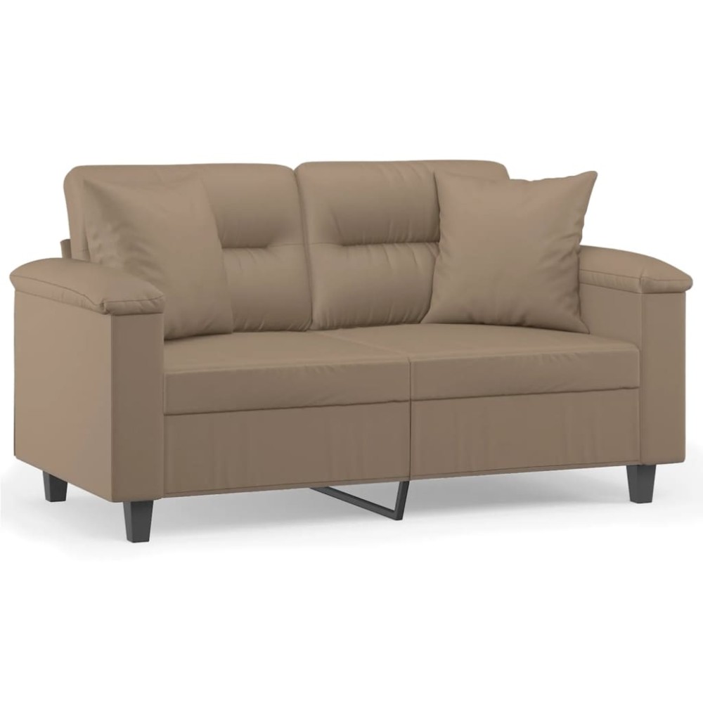 vidaXL Canapea cu 2 locuri cu pernuțe, cappuccino, 120 cm, piele eco.